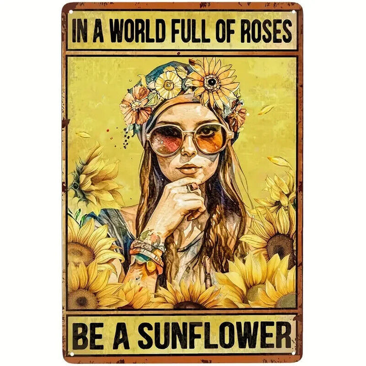 In A World Full Of Roses Be A Sunflower Novelty Metal Sign 12 x 8 Wall Art Home & Garden:Home Décor:Plaques & Signs Unbranded   