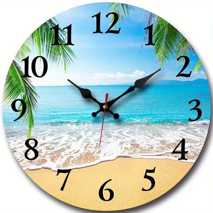 12 Inch Round Ocean View Silent Easy to Read Wall Clock NEW! Home & Garden:Home Décor:Clocks:Wall Clocks Cozy Home Treasures   