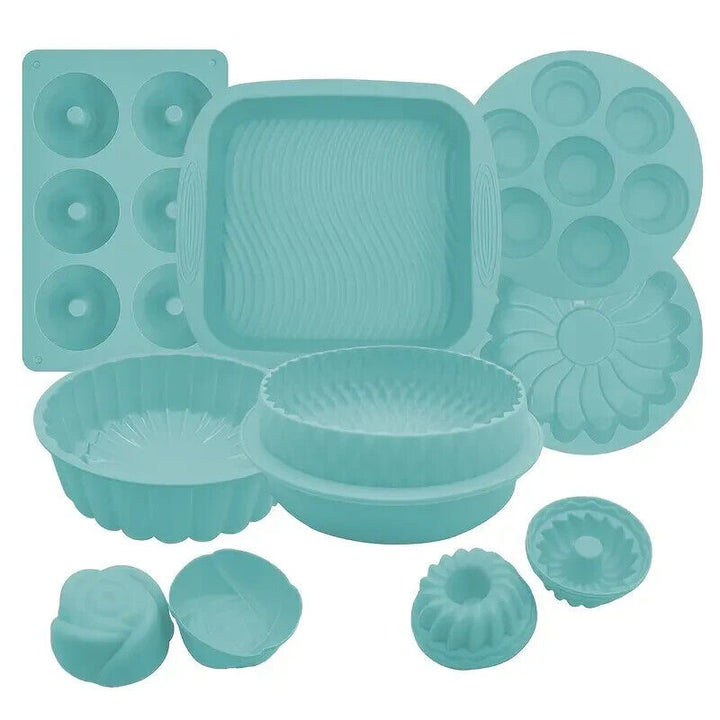 18 Piece Silicone Baking Pan Set, Cake Pans, Muffin Pan, Donut Mold, And More Home & Garden:Kitchen, Dining & Bar:Bakeware:Cake Pans Cozy Home Treasures   