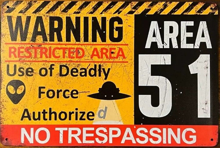 Area 51 Warning Restricted Area Novelty Metal Tin Sign 8" x 12" NEW! Home & Garden:Home Décor:Plaques & Signs Cozy Home Treasures   