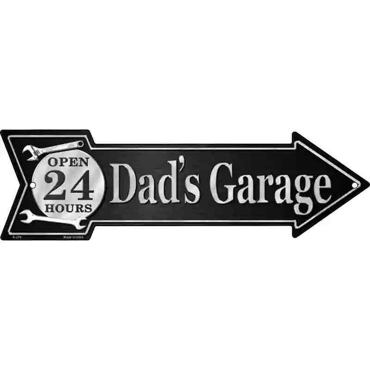 Dad's Garage Open 24 Hours Novelty Metal Arrow Sign 17" x 5" NEW! Home & Garden:Home Décor:Plaques & Signs Unbranded   