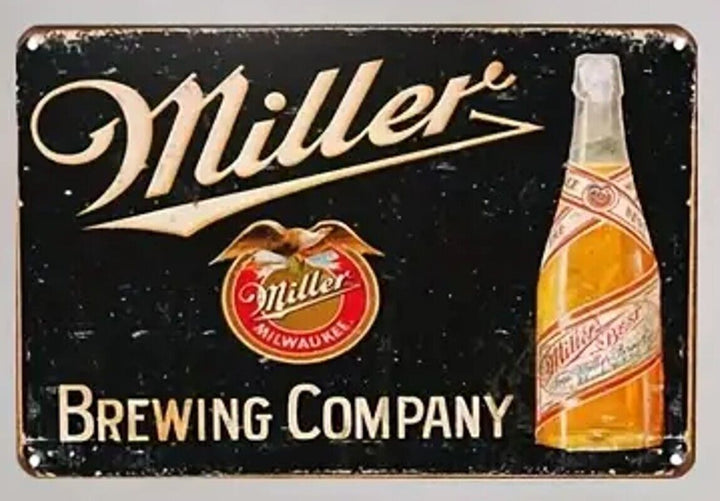 Miller Brewing Company Vintage Novelty Metal Sign 12" x 8" Wall Art Home & Garden:Home Décor:Plaques & Signs Cozy Home Treasures   