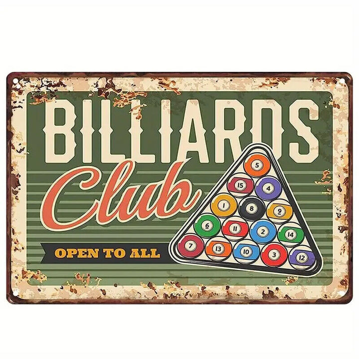 Billiards Club Vintage Novelty metal sign 12" x 8" Wall Art Home & Garden:Home Décor:Plaques & Signs Cozy Home Treasures   