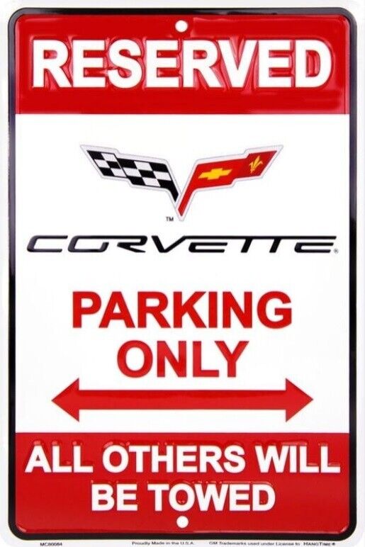 Reserved Corvette Parking Only All Others Will Be Towed Metal Sign 8" x 12" Home & Garden:Home Décor:Plaques & Signs Hangtime   