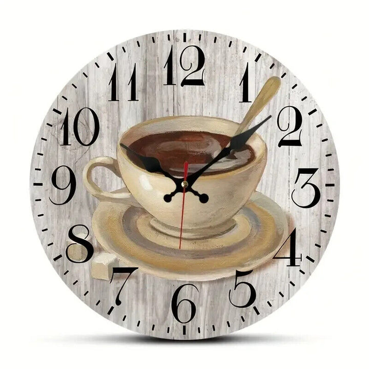 12 Inch Round Get Your Morning Coffee Silent Easy to Read Wall Clock NEW! Home & Garden:Home Décor:Clocks:Wall Clocks Cozy Home Treasures   