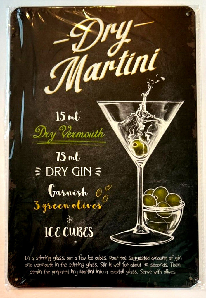 Dry Martini Cocktail and Drink Mix Recipe Collection 12" x 8" Wall Art Home & Garden:Home Décor:Plaques & Signs Cozy Home Treasures   