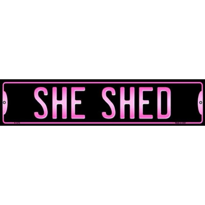 She Shed Pink Novelty Metal Street Sign 18" x 4" Home & Garden:Home Décor:Plaques & Signs Unbranded   