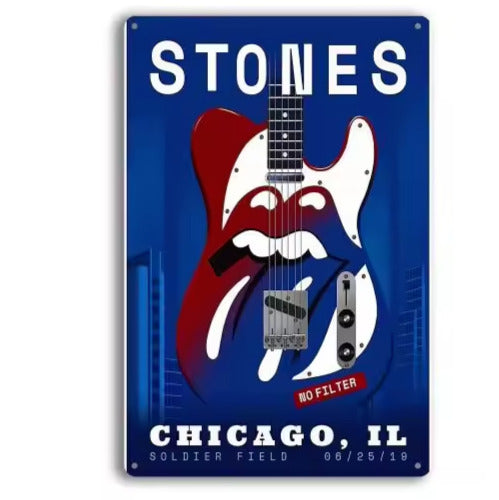 Rolling Stones Soldier Field Chicago Novelty Metal Sign 12" x 8" Wall Art Home & Garden:Home Décor:Plaques & Signs Cozy Home Treasures   