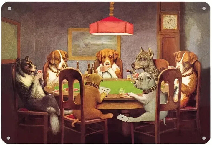 Dogs Playing Poker metal sign, 12 x 8 Wall Art Home & Garden:Home Décor:Plaques & Signs Unbranded   