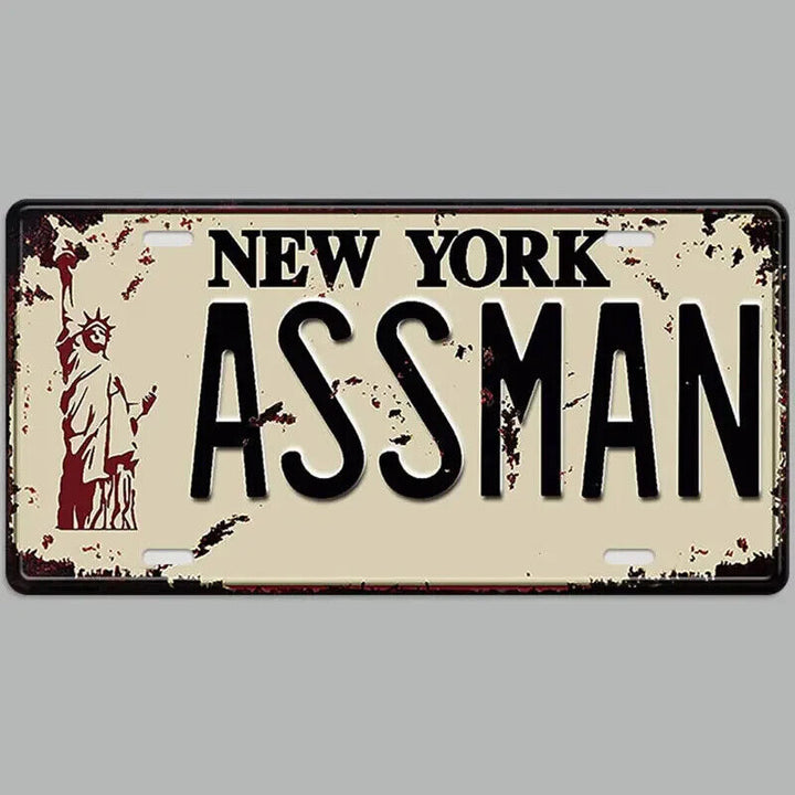 Seinfeld New York AssMan Vintage Novelty Metal License Plate NEW!  Cozy Home Treasures   