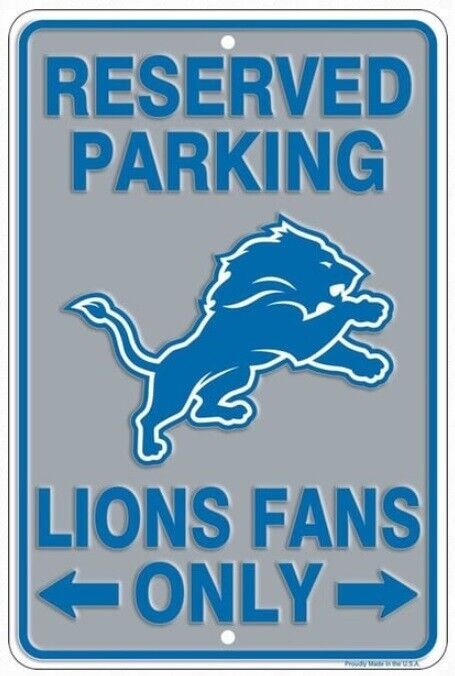 Reserved Parking Lions Fans Only Embossed Metal Licensed Parking Sign 8" x 12" Home & Garden:Home Décor:Plaques & Signs Signs4Fun   