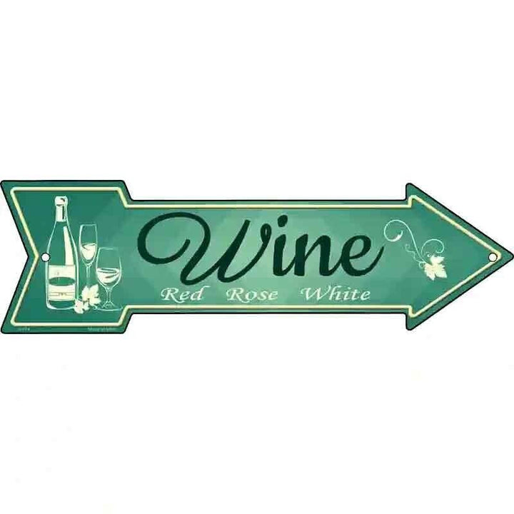 Wine - Red Rose White Novelty Metal Arrow Sign 17" x 5" NEW! Home & Garden:Home Décor:Plaques & Signs Unbranded   