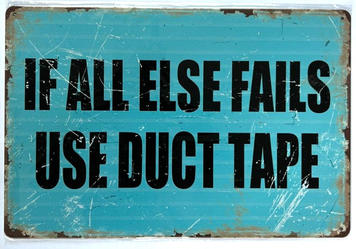 If All Else Fails Use Duct Tape Vintage Novelty Metal Sign 12" x 8" Wall Art Home & Garden:Home Décor:Plaques & Signs Cozy Home Treasures   