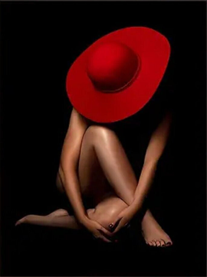 Elegant Woman Wearing Red Hat Sexy Artistic 16" x 24" Canvas Print Framed Art Home & Garden:Home Décor:Posters & Prints Cozy Home Treasures   