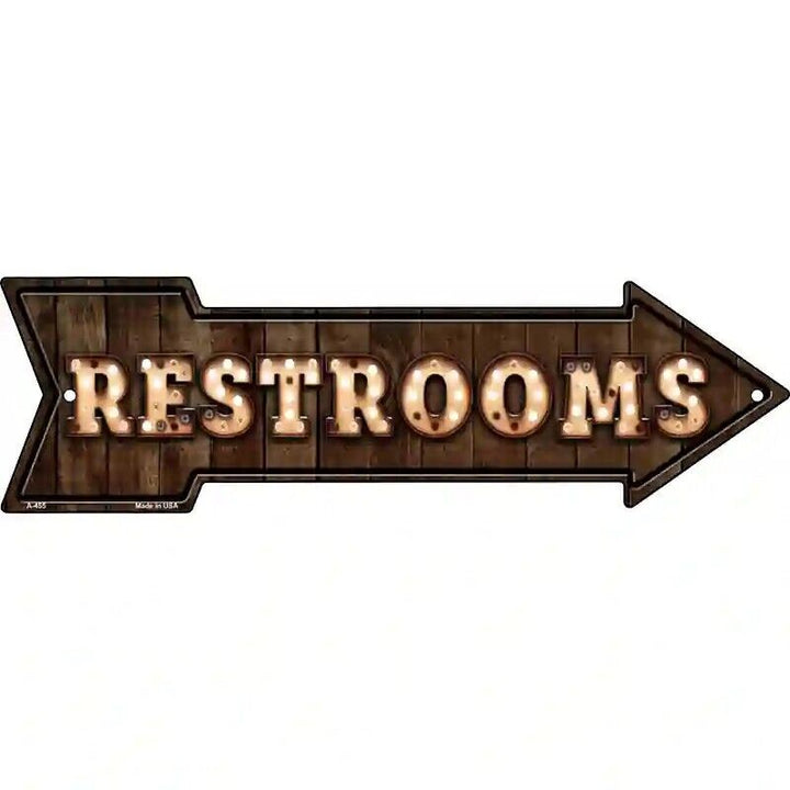 Restrooms Bulb Letters Novelty Arrow Sign 17in x 5in Home & Garden:Home Décor:Plaques & Signs Unbranded   