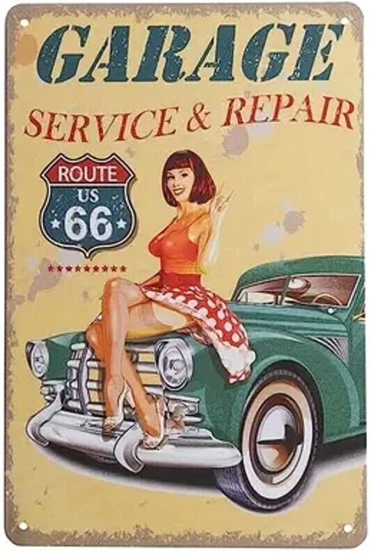 Route 66 Garage Service & Repair Vintage Novelty Metal Sign 12" x 8" Wall Art Home & Garden:Home Décor:Plaques & Signs Cozy Home Treasures   