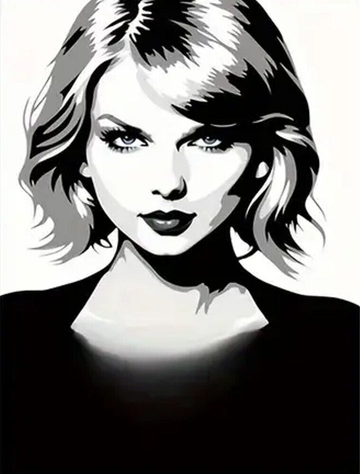 Taylor Swift Artistic Rendition Black & White Canvas Print 11.8" X 15.7" NEW!  Cozy Home Treasures   