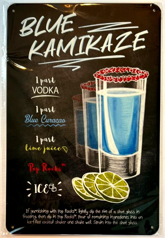 Blue Kamikaze Cocktail and Drink Mix Recipe Collection 12" x 8" Wall Art Home & Garden:Home Décor:Plaques & Signs Cozy Home Treasures   