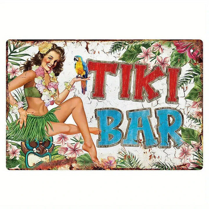 Tiki Bar Hula Girl Novelty metal sign 12" x 8" Wall Art Home & Garden:Home Décor:Plaques & Signs Cozy Home Treasures   