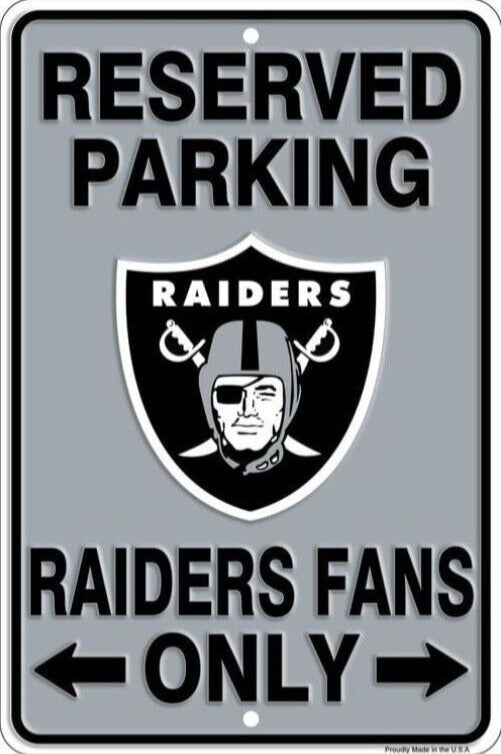 Reserved Parking Raiders Fans Only Embossed Metal Novelty Parking Sign 8" x 12" Home & Garden:Home Décor:Plaques & Signs Signs4Fun   