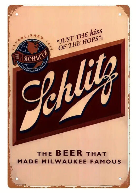 Schlitz The Beer That Made Milwaukee Famous Vintage Novelty Metal Sign 12" x 8" Home & Garden:Home Décor:Plaques & Signs Cozy Home Treasures   