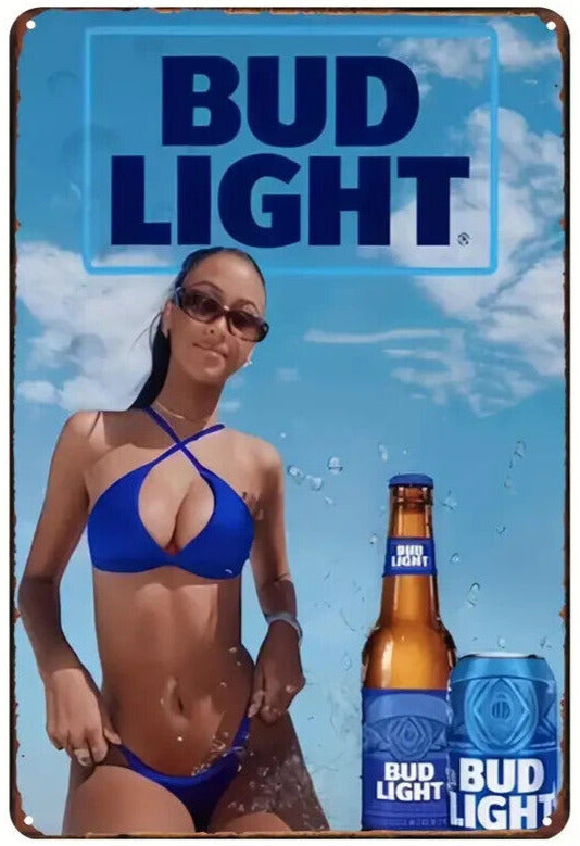 Bud Light Beer Bikini Model Vintage Novelty Metal Sign 12" x 8" Wall Art Home & Garden:Home Décor:Plaques & Signs Cozy Home Treasures   