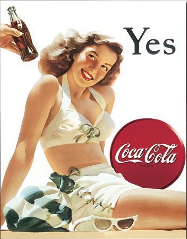 Delicious Refreshing Coca-Cola Yes Vintage Novelty Sign 16" x 12.5" Home & Garden:Home Décor:Plaques & Signs Desperate Enterprises   