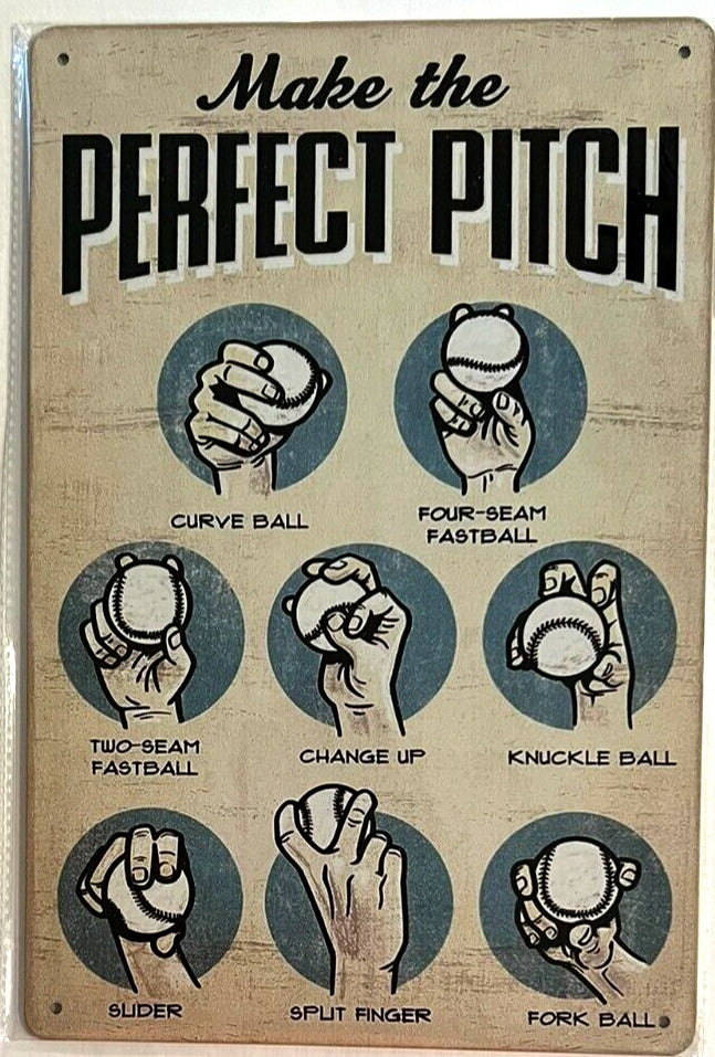 Make The Perfect Baseball Pitch 8" x 12" Vintage Novelty Metal Sign Home & Garden:Home Décor:Plaques & Signs Cozy Home Treasures   