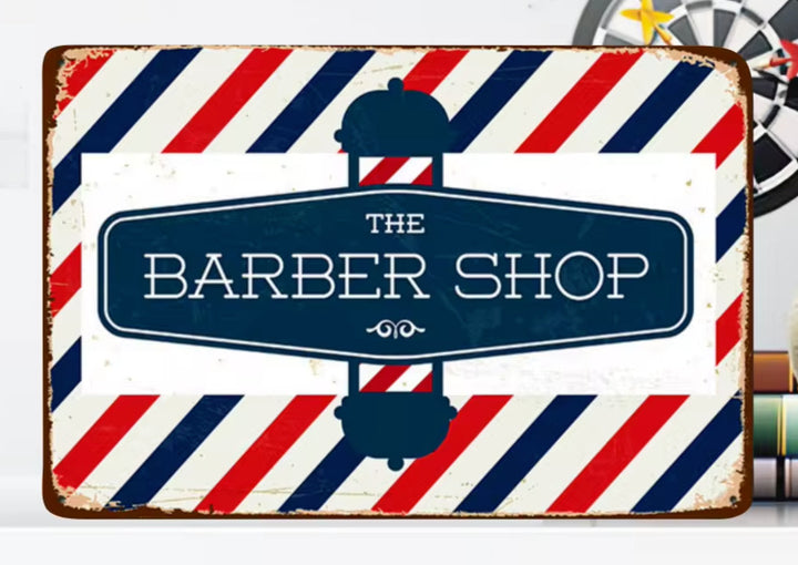 The Barber Shop  Vintage Novelty Metal Sign 12" x 8" Wall Art Home & Garden:Home Décor:Plaques & Signs Cozy Home Treasures   