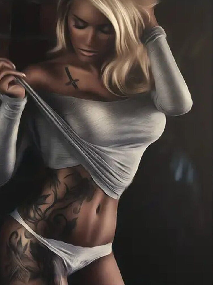 Stunning Model With Tattoos Artistic Canvas Print 12" x 16" Wall Art Home & Garden:Home Décor:Posters & Prints Cozy Home Treasures   