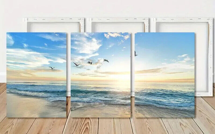 Three Piece Scenic Ocean View Framed Art Print Set Each Print is 11.8" x 17.7" Home & Garden:Home Décor:Posters & Prints TOP ONE PAINTING   