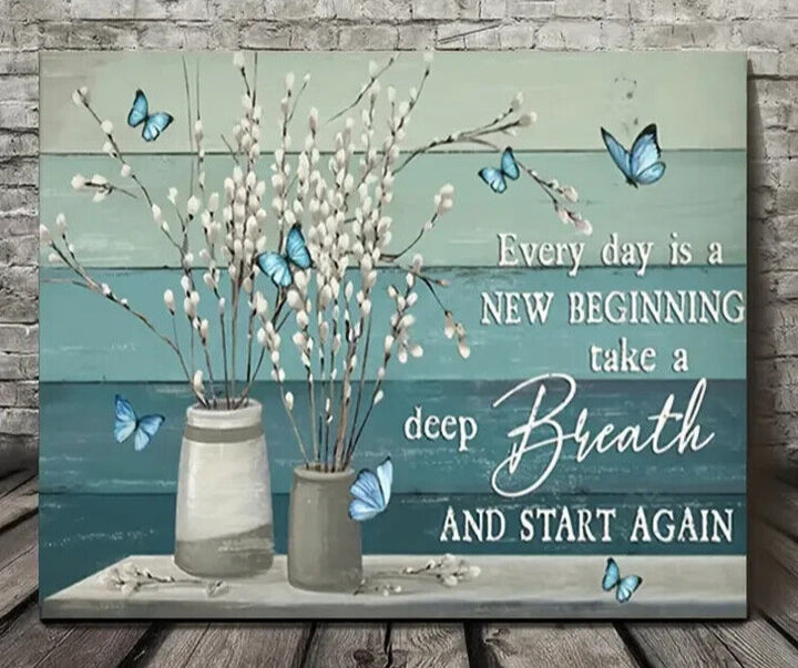 Take A Deep Breath And Start Again Canvas Print Framed 11.8" x 15.7" Wall Art Home & Garden:Home Décor:Posters & Prints Creative Canvas Shop   