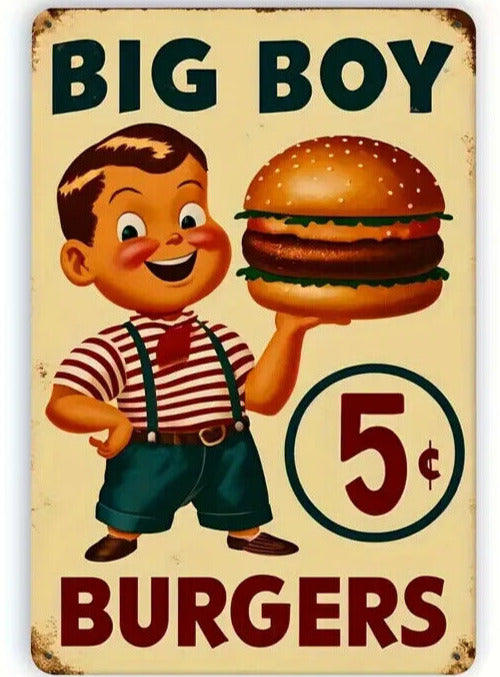 Big Boy Burgers 5 Cents Novelty Metal Sign 12 x 8 Wall Art Home & Garden:Home Décor:Plaques & Signs Cozy Home Treasures   