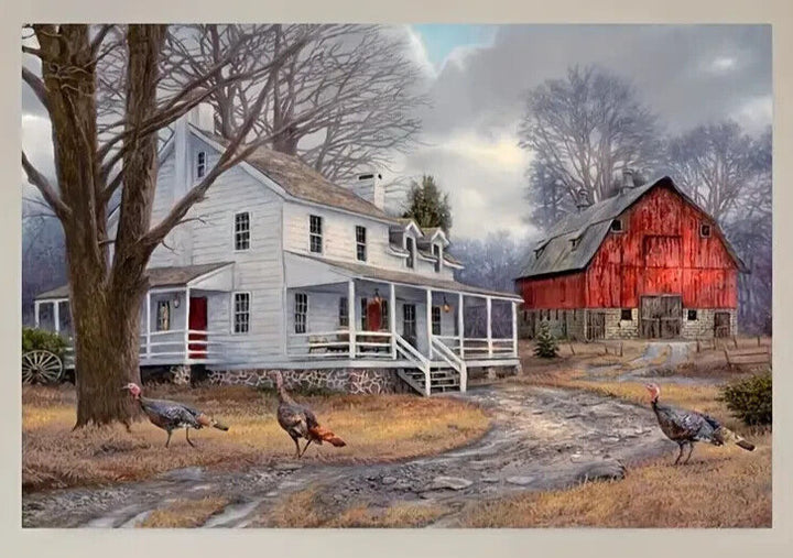 Scenic Farmhouse Canvas Art Print Wild Turkeys 15.7" x 23.6" NEW! Home & Garden:Home Décor:Posters & Prints Classic Print Gallery   