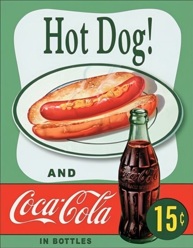 Coca-Cola & Hot Dog! 15 Cents Vintage Novelty Sign 16" x 12.5" Home & Garden:Home Décor:Plaques & Signs Desperate Enterprises   