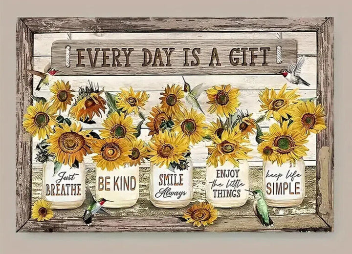 Every Day Is A Gift Motivational Canvas Print Framed 11.8" x 15.7" Wall Art NEW! Home & Garden:Home Décor:Posters & Prints Creative Canvas Shop   