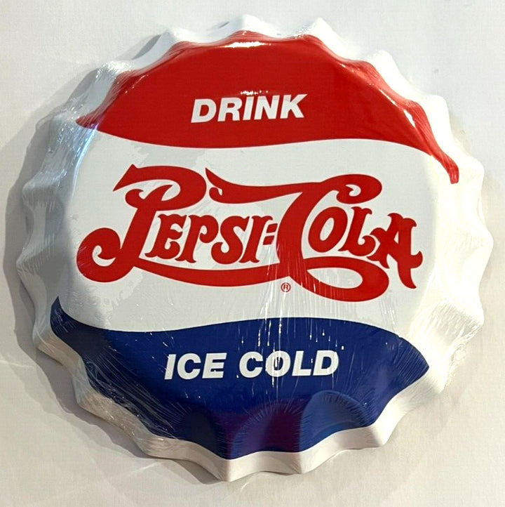 Drink Pepsi-Cola Licensed Novelty 12" Metal Bottle Cap Sign NEW!