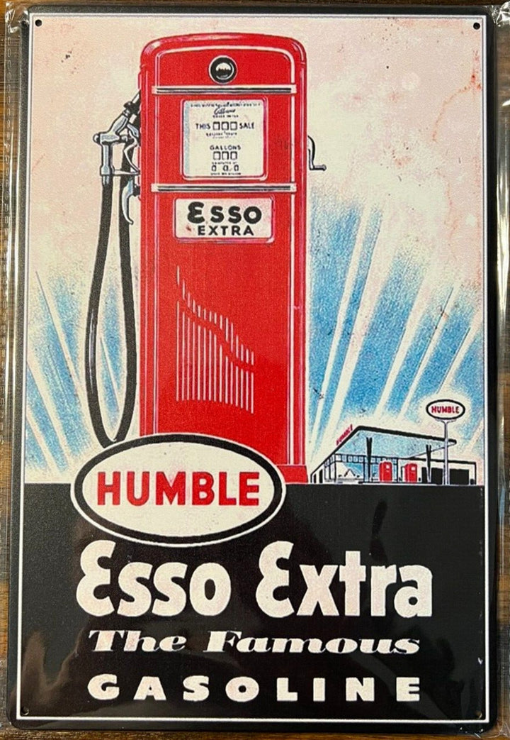 Esso Extra "The Famous Gasoline" Novelty Metal Sign 12" x 8" Wall Art Home & Garden:Home Décor:Plaques & Signs Cozy Home Treasures   