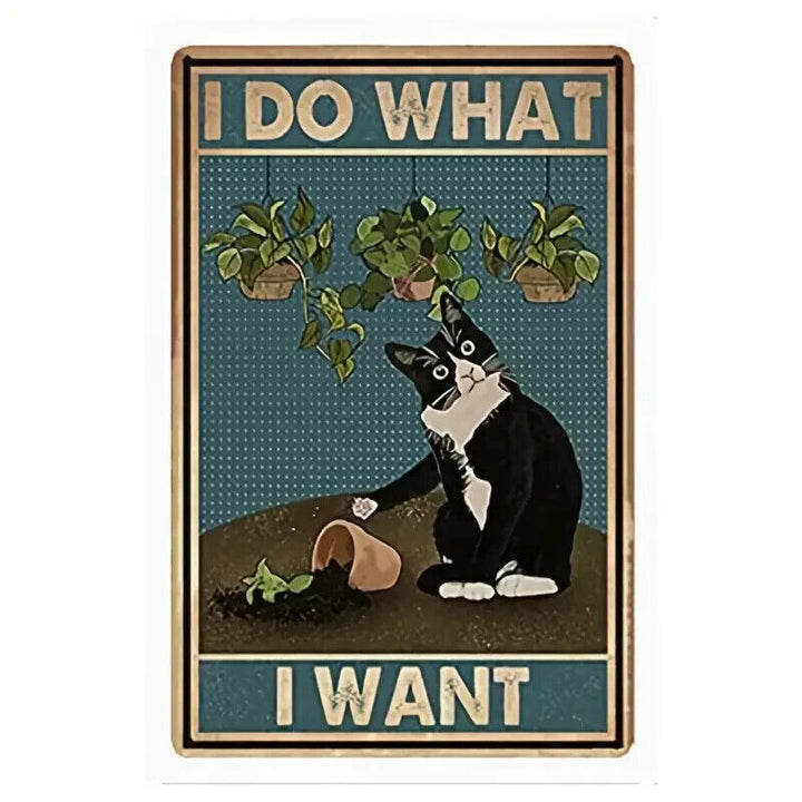 Kitty "I Do What I Want" Vintage Novelty metal sign 12in x 8in Home & Garden:Home Décor:Plaques & Signs Cozy Home Treasures   