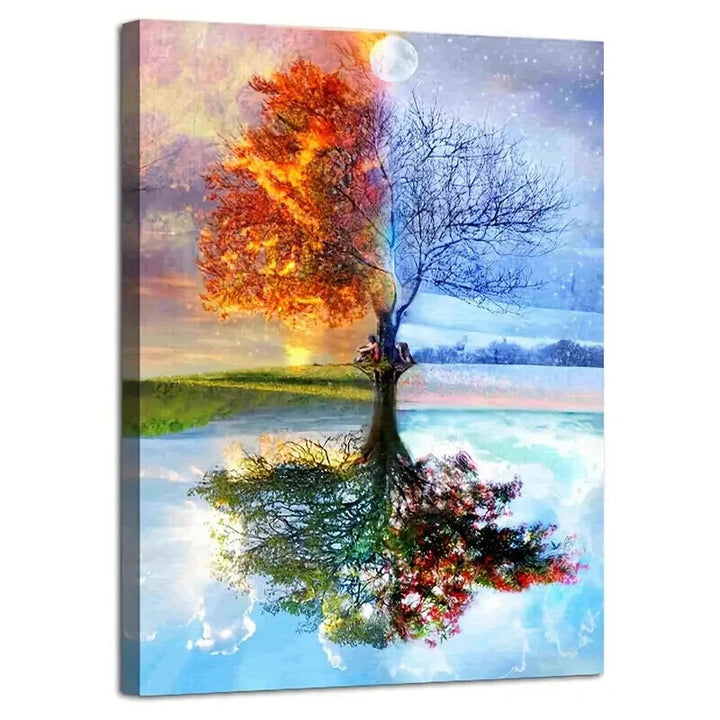 Four Season Tree of Life Artistic Canvas Print Framed 12" x 16" Wall Art Home & Garden:Home Décor:Posters & Prints Cozy Home Treasures   