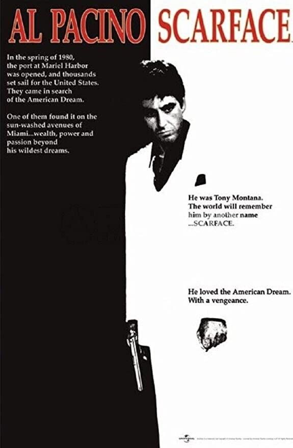 Al Pacino Scarface Movie Poster 24" x 36" New!