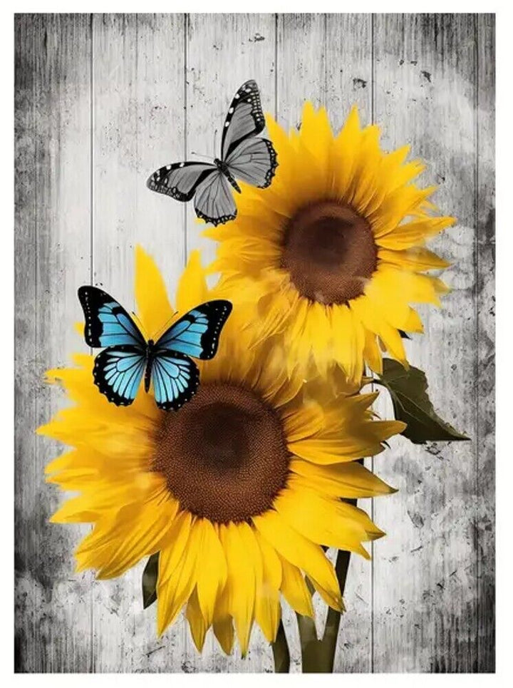 Vibrant Yellow Sunflowers & Butterflies Canvas Print Framed 12" x 16" NEW! Home & Garden:Home Décor:Posters & Prints Cozy Home Treasures   