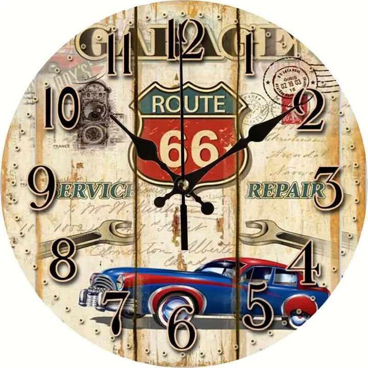 8 Inch Round Route 66 Service Repair Garage Easy to Read Wall Clock NEW! Home & Garden:Home Décor:Clocks:Wall Clocks Cozy Home Treasures   