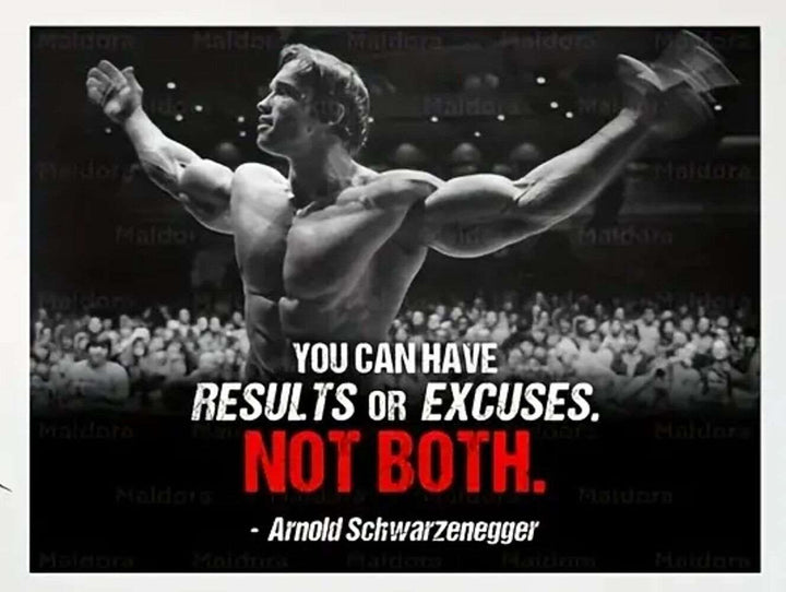 Arnold Schwarzenegger "You Can Have Results Or Excuses, Not Both" 12" x 16" Canvas Print  Cozy Home Treasures   