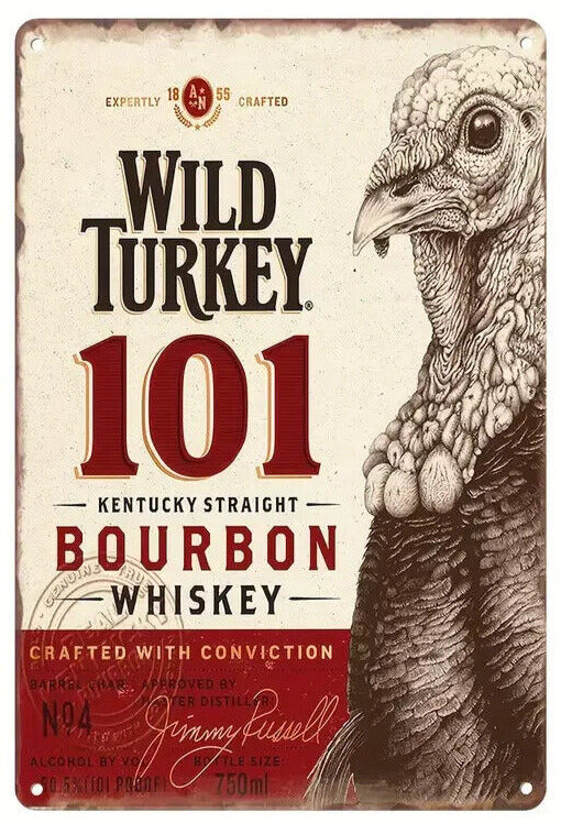 Wild Turkey 101 Kentucky Straight Bourbon Whiskey Novelty Metal Sign 12" x 8" Home & Garden:Home Décor:Plaques & Signs Cozy Home Treasures   