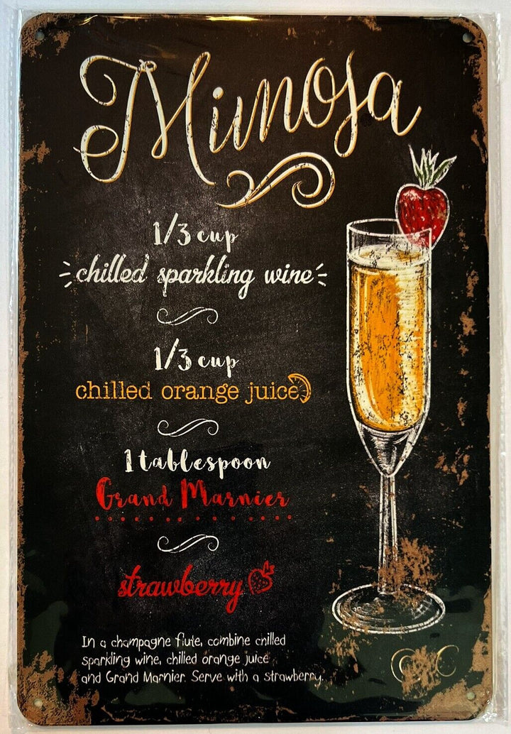 Mimosa Cocktail and Drink Mix Recipe Collection 12" x 8" Wall Art Home & Garden:Home Décor:Plaques & Signs Cozy Home Treasures   