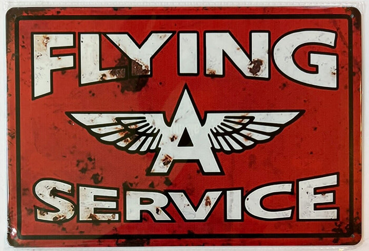 Flying A Gasoline Service Vintage Novelty Metal Sign 12" x 8" Wall Art Home & Garden:Home Décor:Plaques & Signs Cozy Home Treasures   