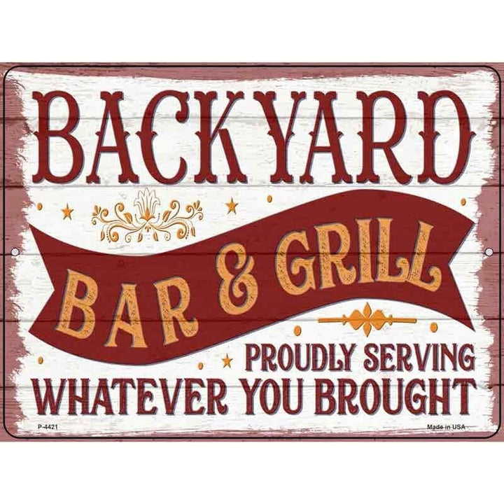 Backyard Bar & Grill Metal Novelty 9in x 12in Sign Home & Garden:Home Décor:Plaques & Signs Unbranded   