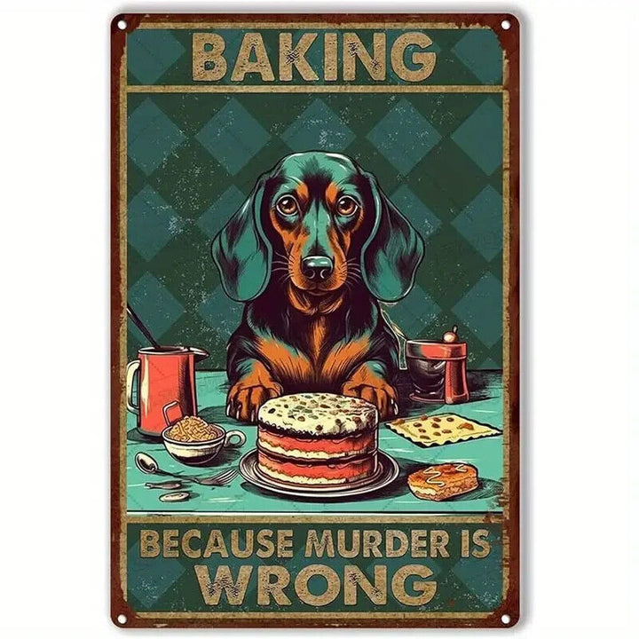 Baking - Because Murder Is Wrong Vintage Novelty 8" x 12" Metal Sign NEW! Home & Garden:Home Décor:Plaques & Signs Cozy Home Treasures   