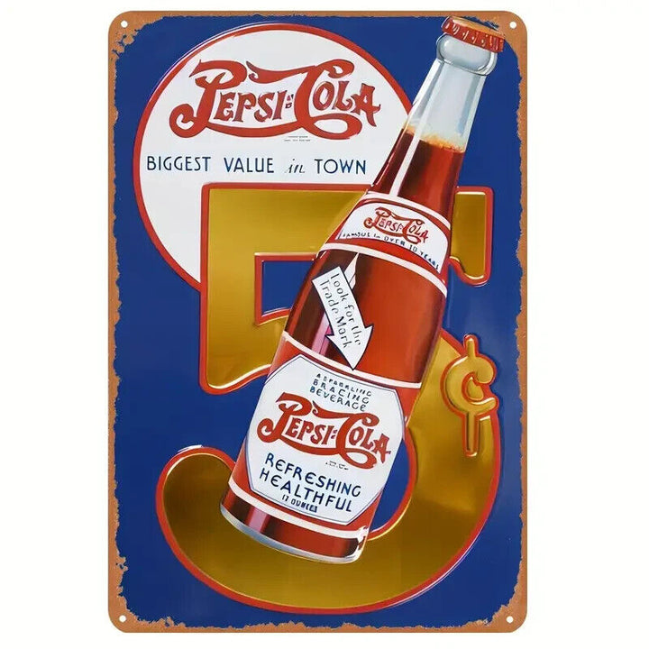 Pepsi-Cola 5 Cents Vintage Novelty Metal Sign 12" x 8" Wall Art Home & Garden:Home Décor:Plaques & Signs Cozy Home Treasures   